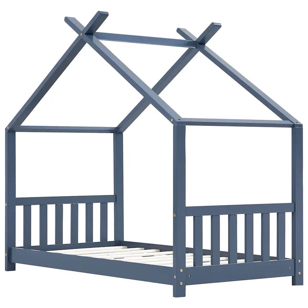 Giroletto per Bambini-Struttura Letto Bambini Grigio in Legno Massello di Pino 80x160cm 157982
