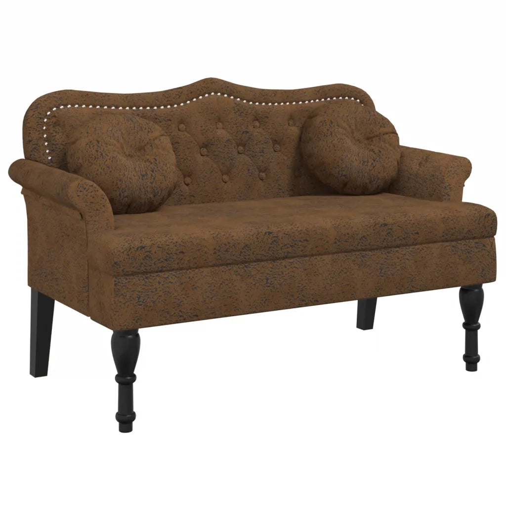 Panca con Cuscini-Sgabello-Divano Marrone 120,5x65x75 cm Similpelle Scamosciata