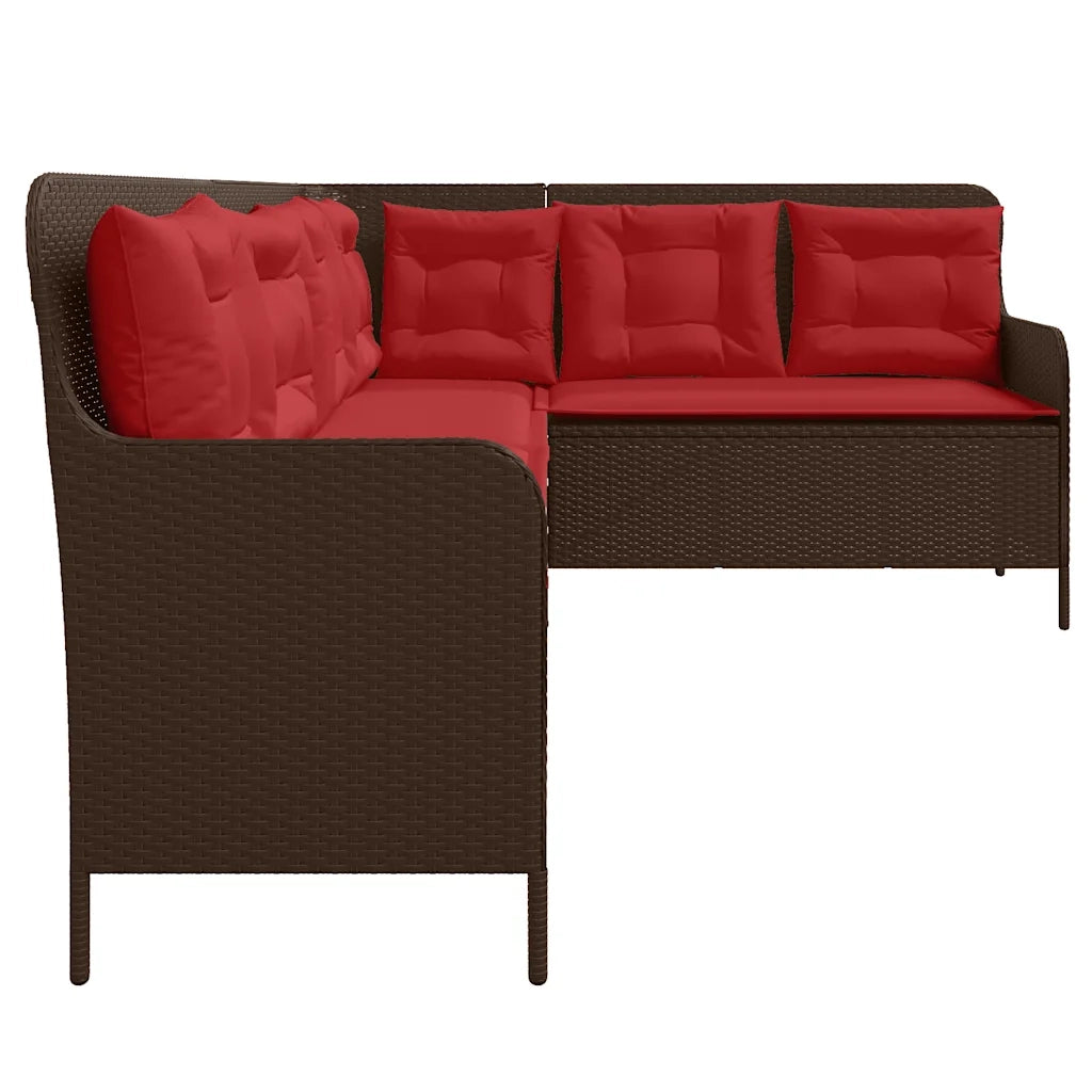Divano da giardino con Cuscini a forma di L in Polyrattan Marrone 369006