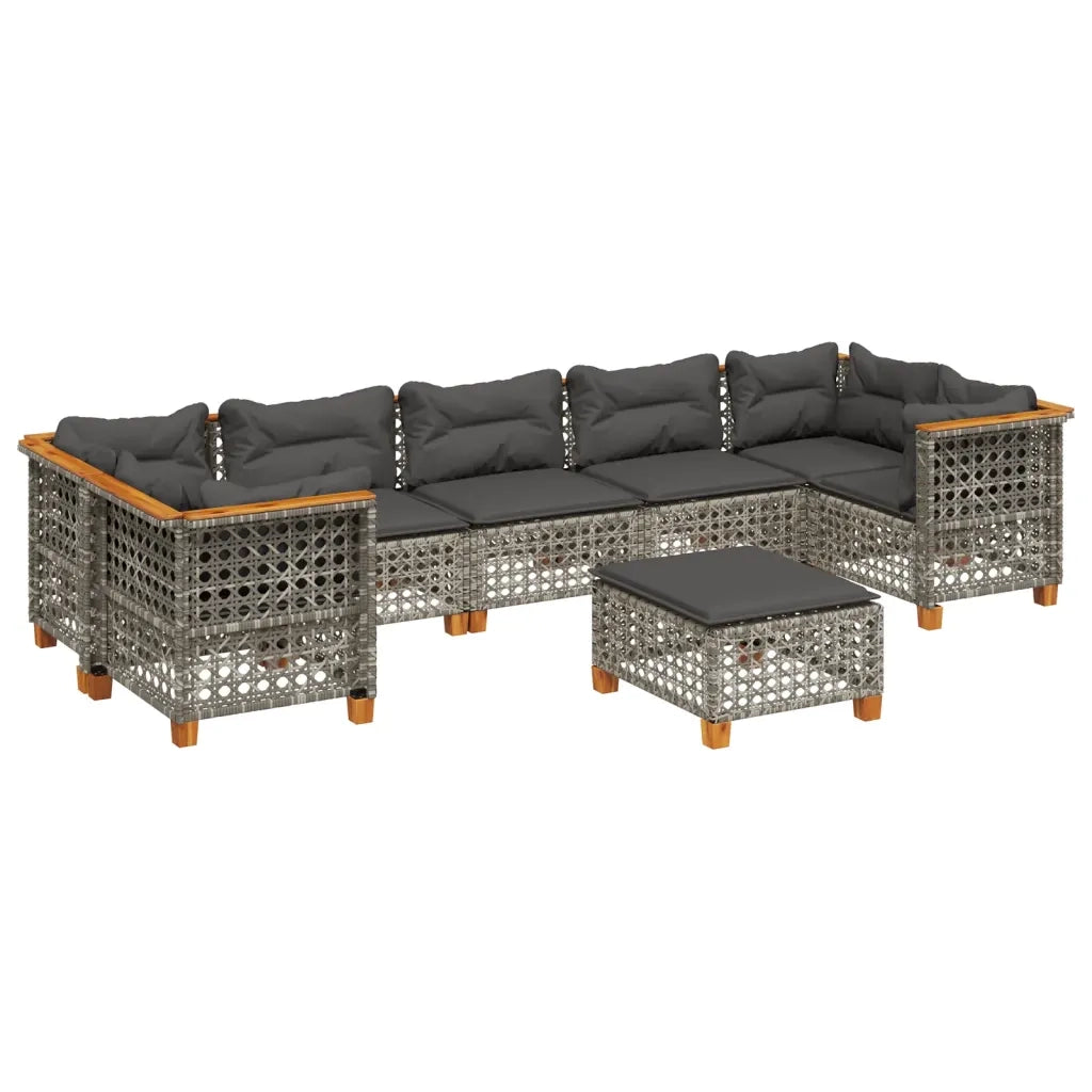 Set Divano da Giardino 8 pz con Cuscini Grigio in Polyrattan 3261765