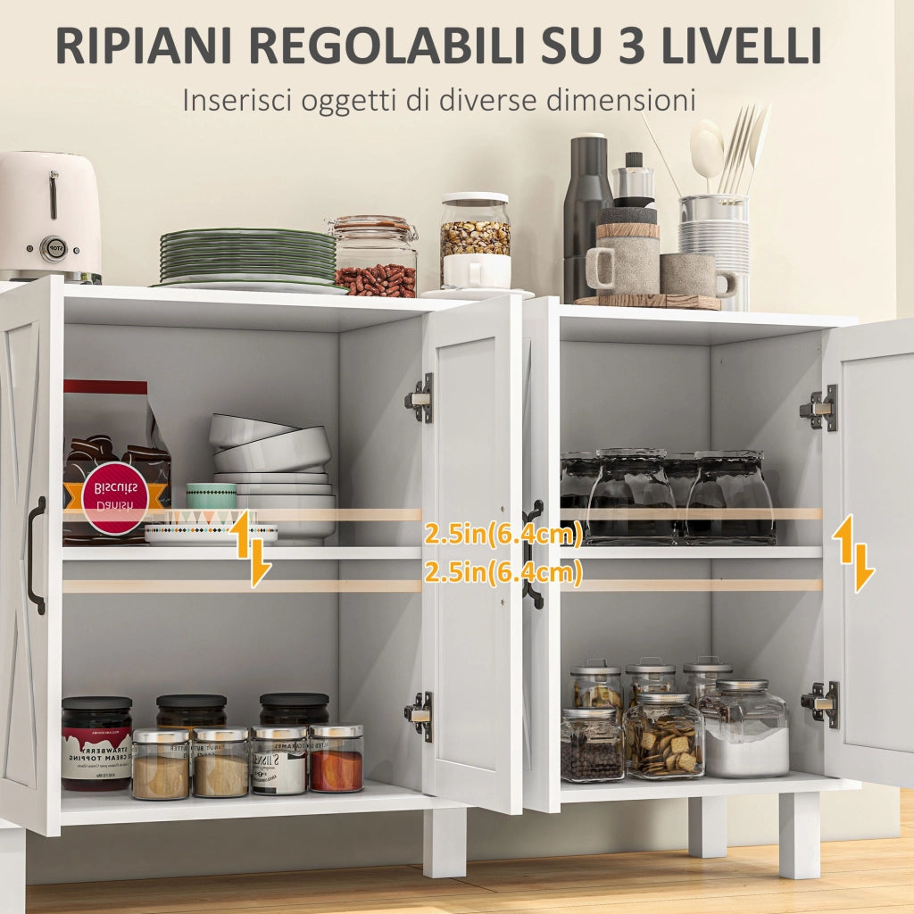 Scaffale Multiuso 4 Livelli ¨C Xylo ¨C Bianco MDF 120x37x75cm