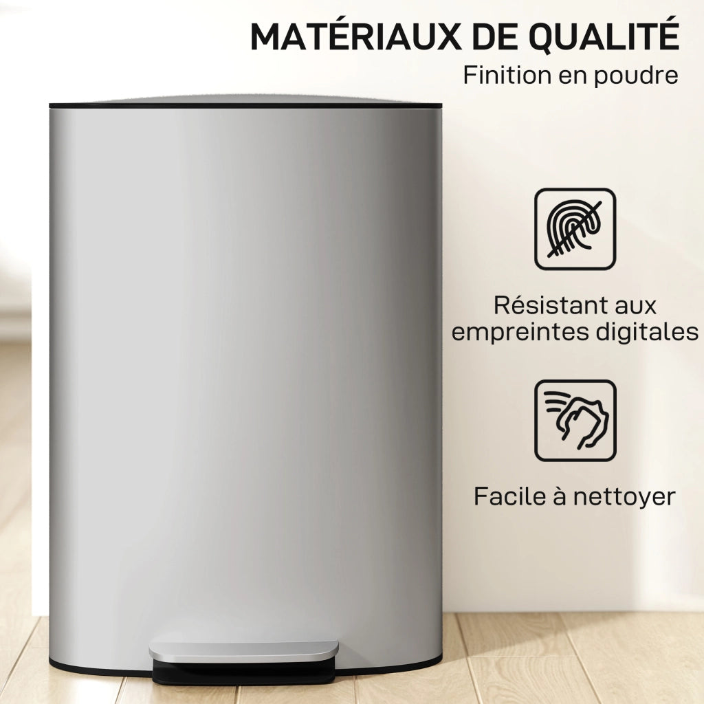 Cestino per la cucina a pedale 50 litri ¨C Zephmum ¨C grigio 45.1x36.5x62.6 cm