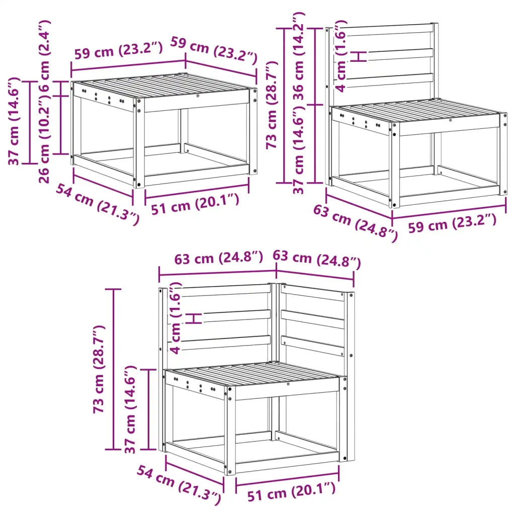 Set di divani da esterno 7 pcs Naturale