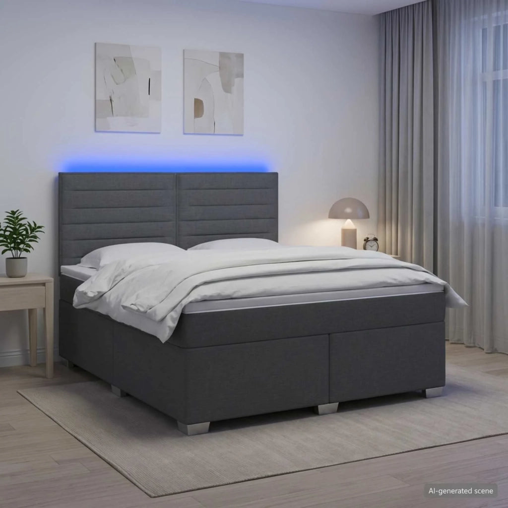 Letto box spring con materasso Grigio Scuro 140 x 190 cm 3454860