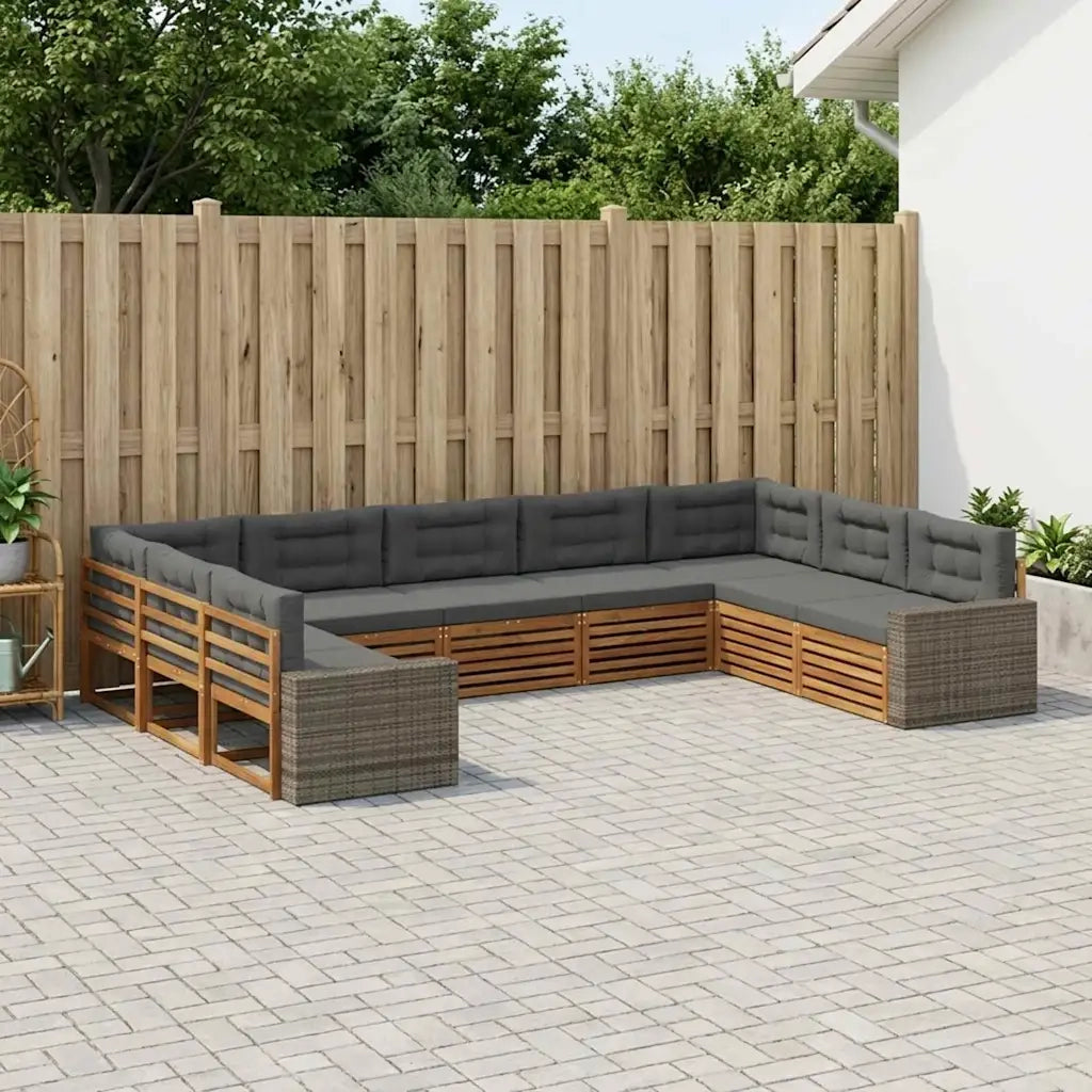 Set di divani da esterno con cuscino 9 pcs Naturale e Antracite 3383850