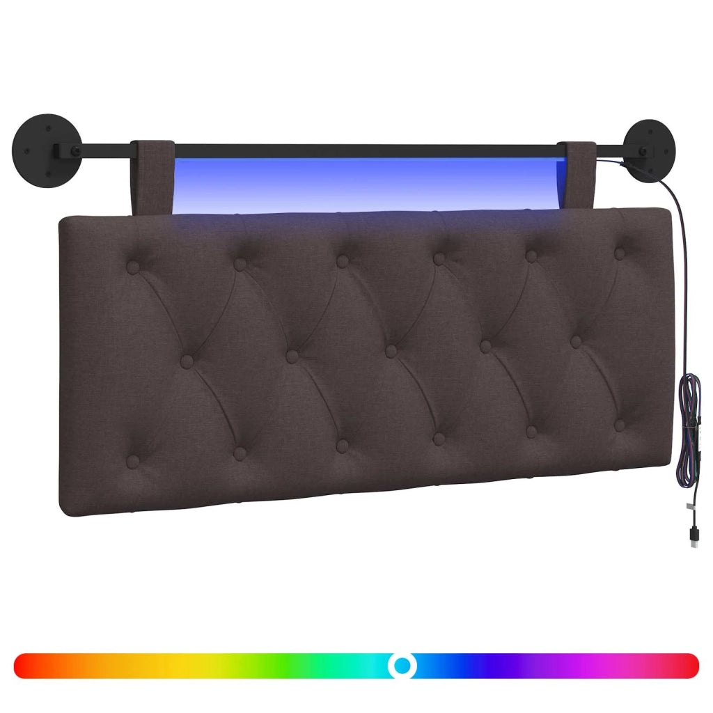 Testiera | Testata sospesa Con luce LED Marrone Scuro Tessuto
