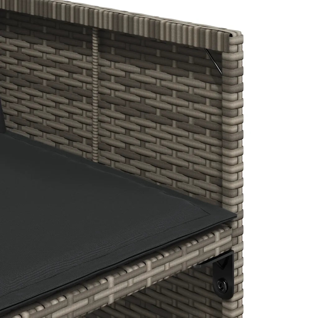 Set da Pranzo da Giardino 9 pz con Cuscini in Polyrattan Grigio 3211196