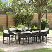 Set da Pranzo per Giardino con cuscino 9 pcs Nero polyrattan 3380007