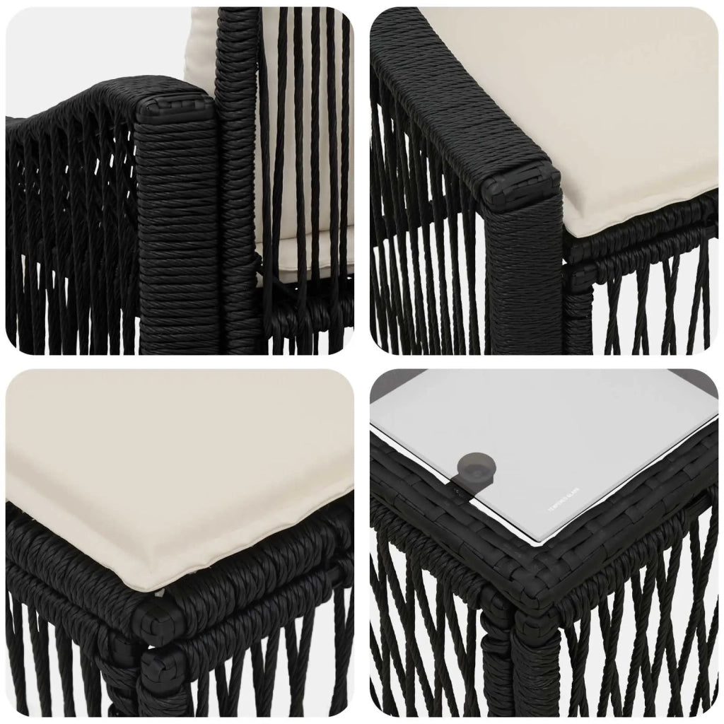 Set Divano da Giardino 9 pcs Nero polyrattan 3436069