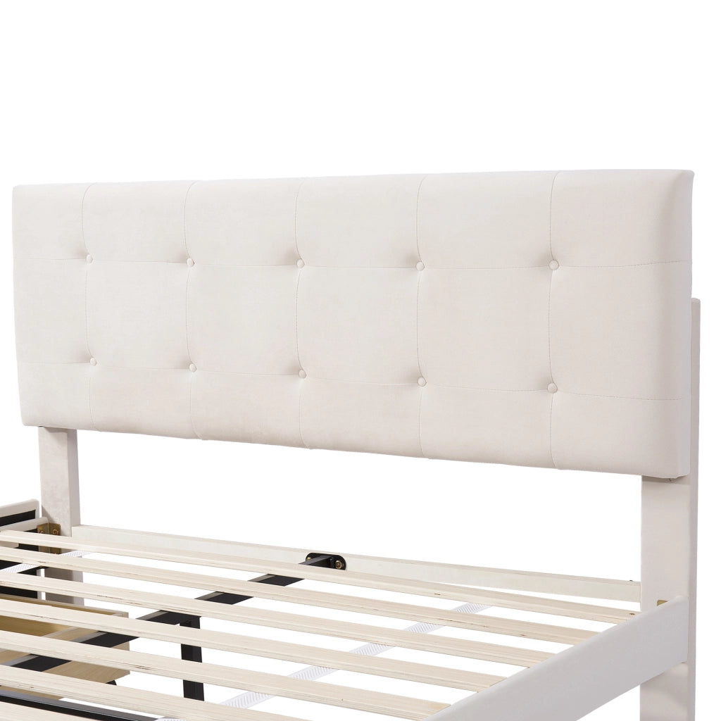 Letto imbottito con 4 cassetti e struttura robusta