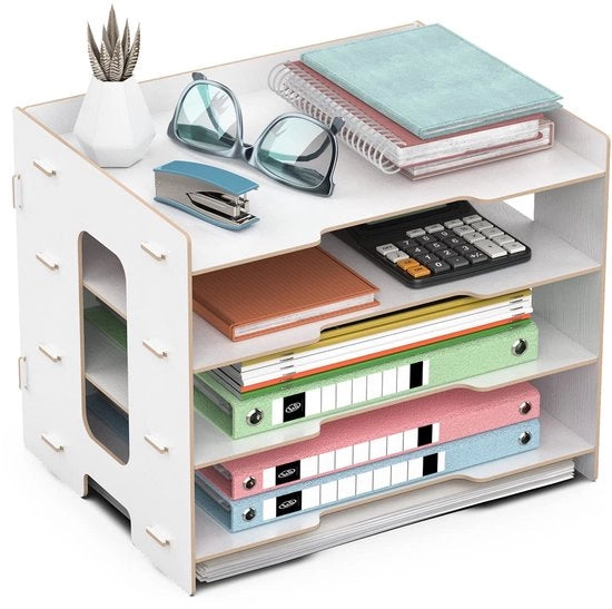Organizzatore di scrivania A4, 4 cassetti documenti/papier/busta (bianco)