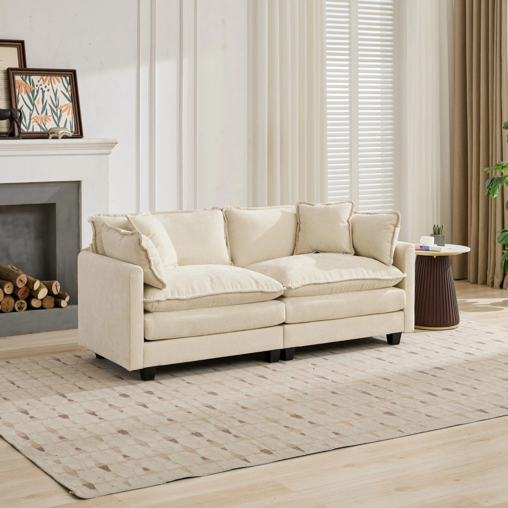 Divano LoveSeat 2 Posti Cloud ¨C MINIMAL ¨C Chenille Beige, Cuscini Imbottiti