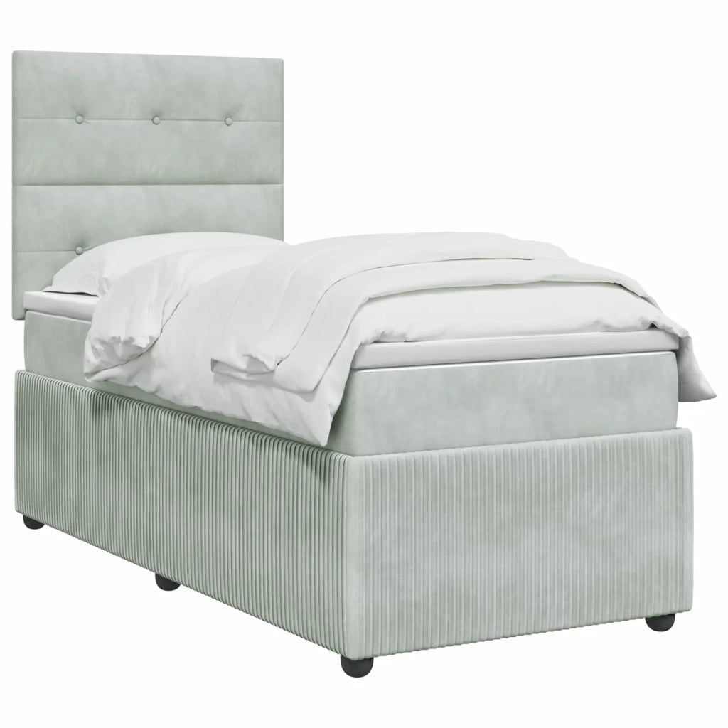 Letto box spring con materasso Grigio Chiaro 100 x 200 cm 3454547