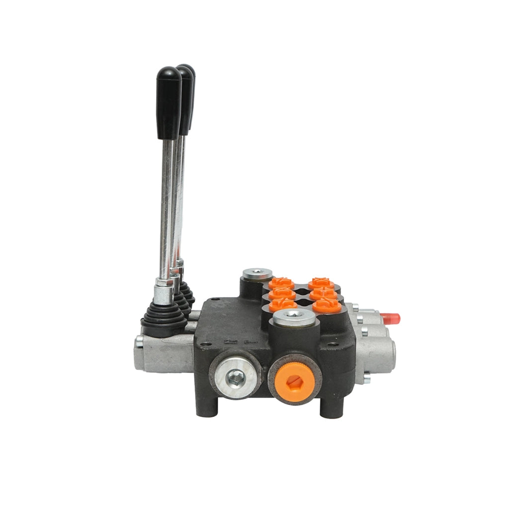 Distributore idraulico a 3 leve, portata 80L/min, con leva e riduzione inclusi -15 /+80 Breckner Germany
