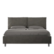BS COM Letto matrimoniale senza rete imbottito 160x200 microfibra grigio