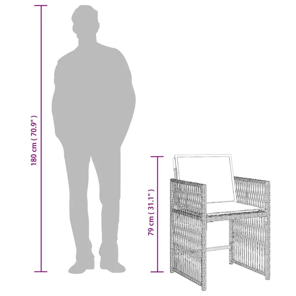 Set da Pranzo da Giardino 15 pz con Cuscini Grigio Polyrattan 3211775