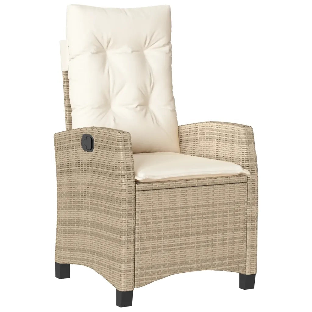 Set da Pranzo da Giardino 7 pz con Cuscini Beige in Polyrattan