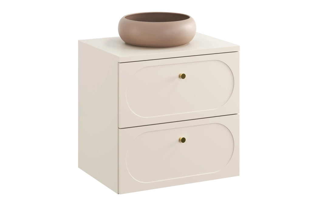 Set mobili bagno 60 cm con piano e lavabo da appoggio Wiki Donna Sand 60 cm