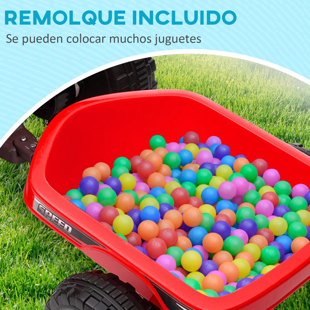 Quad elettrico per bambini con rimorchio ¨C zephmum ¨C 106x41,5x48,5 cm rosso