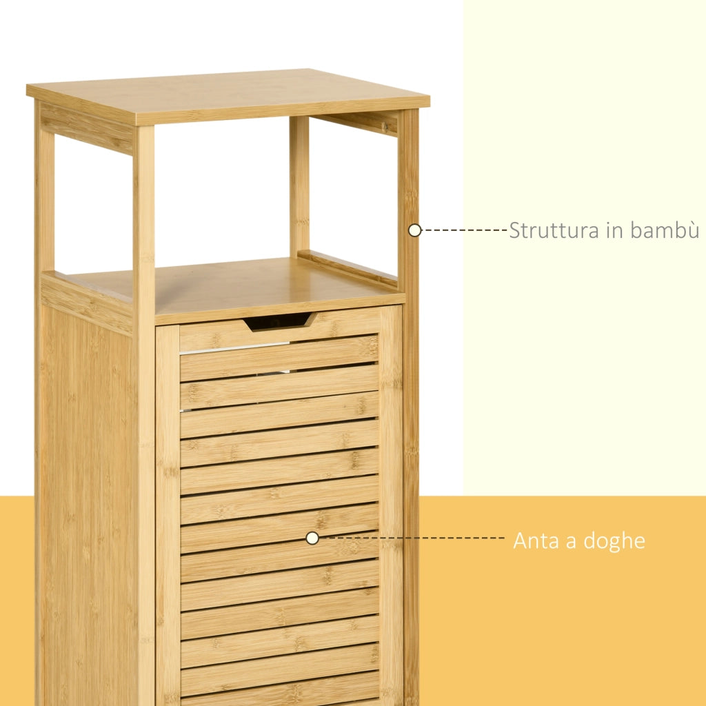 Mobile Bagno con Cestino ¨C Minimal ¨C MDF e Bamb¨´ 40x30x86.5cm