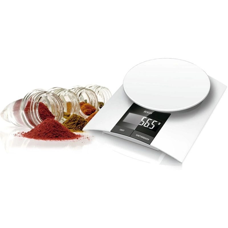 Bilancia da cucina digitale elettronica 3kg, display LED retroilluminato bianco, precisione 1g, funzioni tara e zero - SOGO