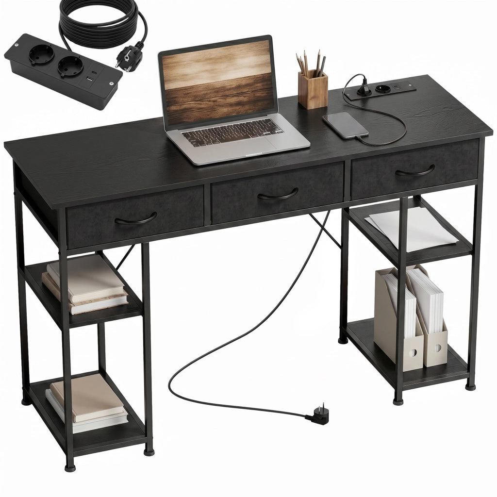 Scrivania con cassetti e scaffali ¨C Minimal ¨C nero 120x40x76 cm