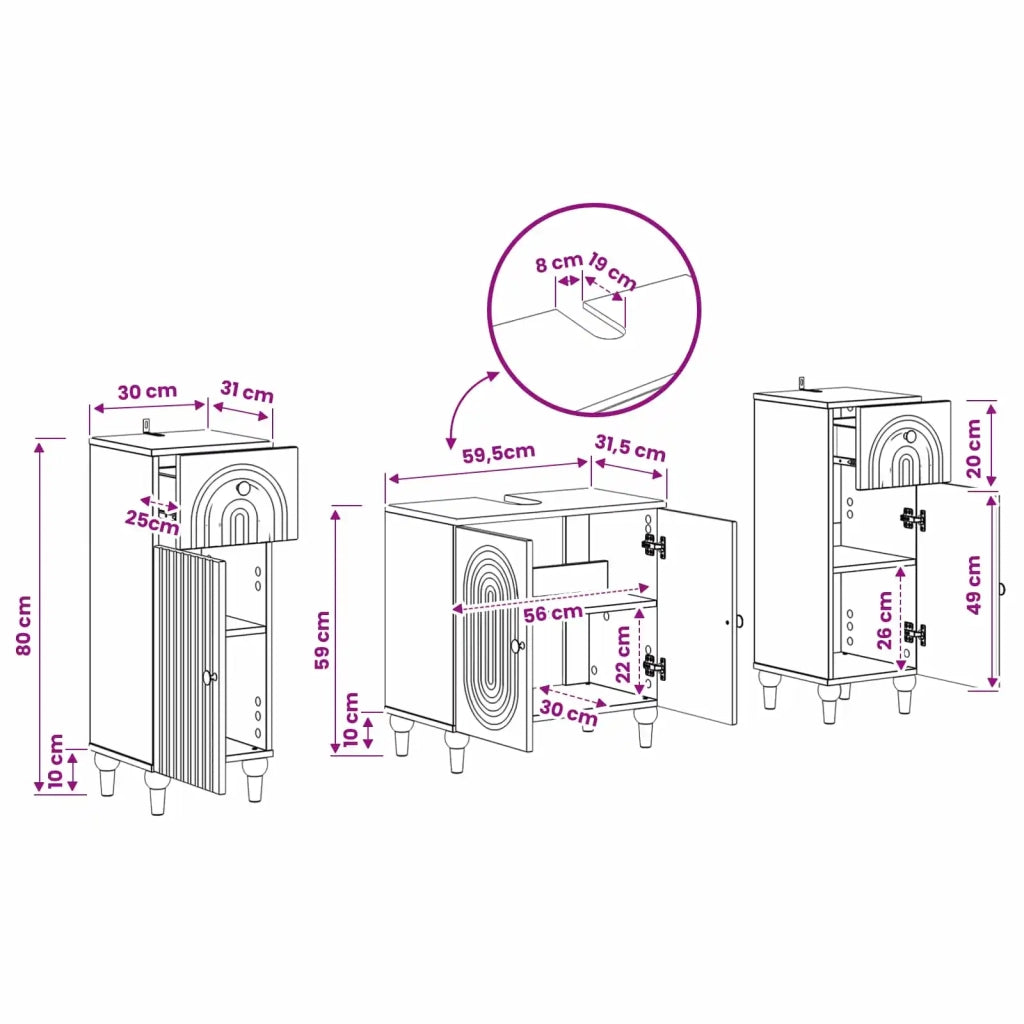 Set di Armadi da Bagno da 2 Pezzi ALKMAAR Grigio Cemento 3417993