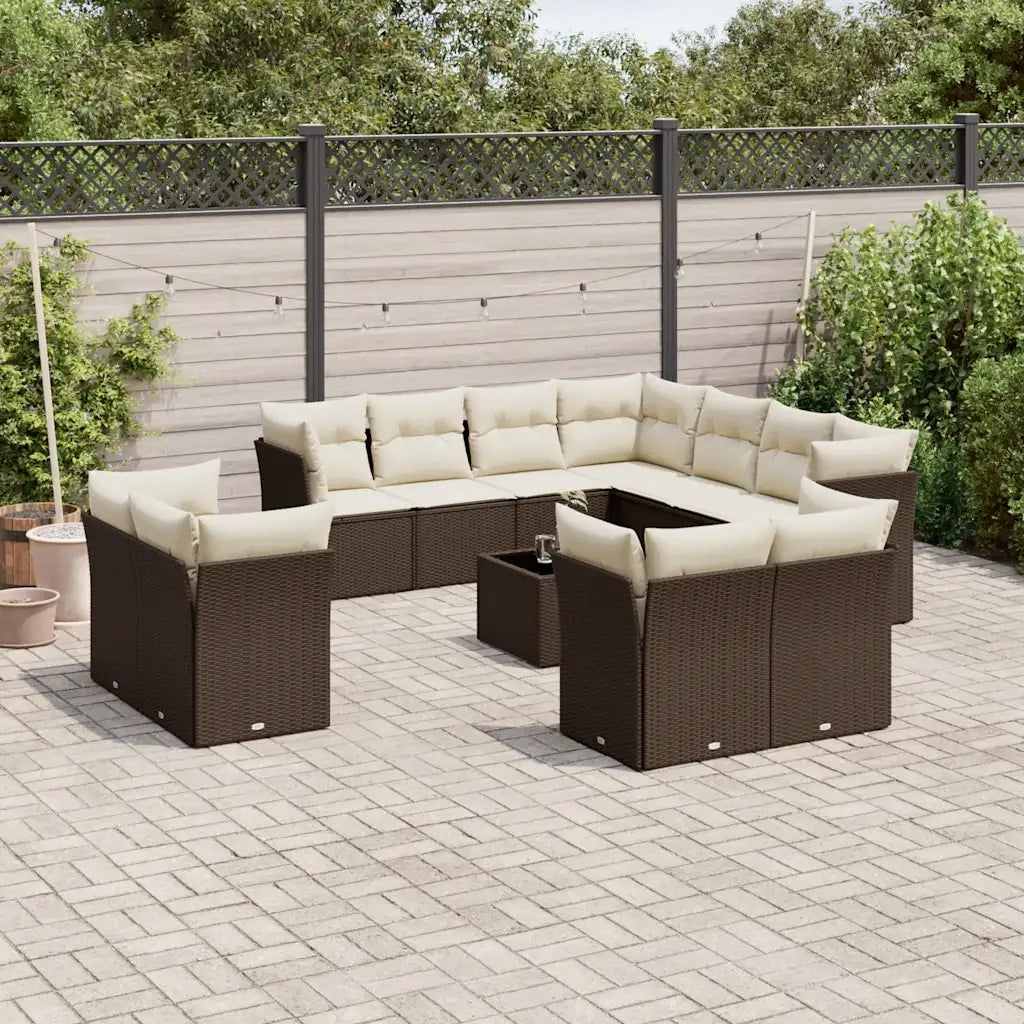 Set Divani da Giardino 12 pz con Cuscini Marrone in Polyrattan 3218523