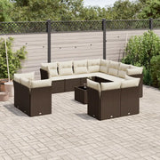 Set Divani da Giardino 12 pz con Cuscini Marrone in Polyrattan 3218523