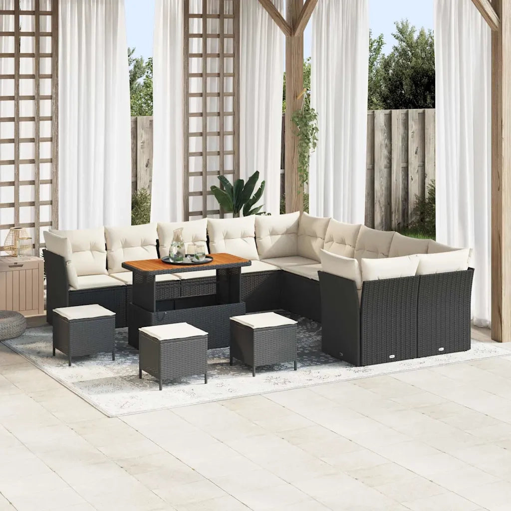 Set Divano da Giardino 14 pcs Nero polyrattan 3361550