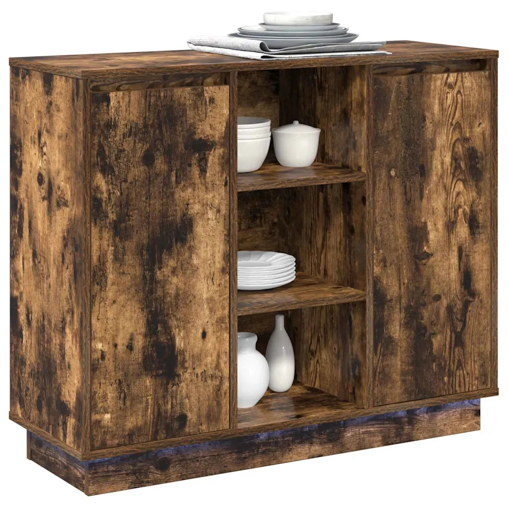 Madia LED Rovere fumé 90 x 32 x 75 cm Legno multistrato 869686