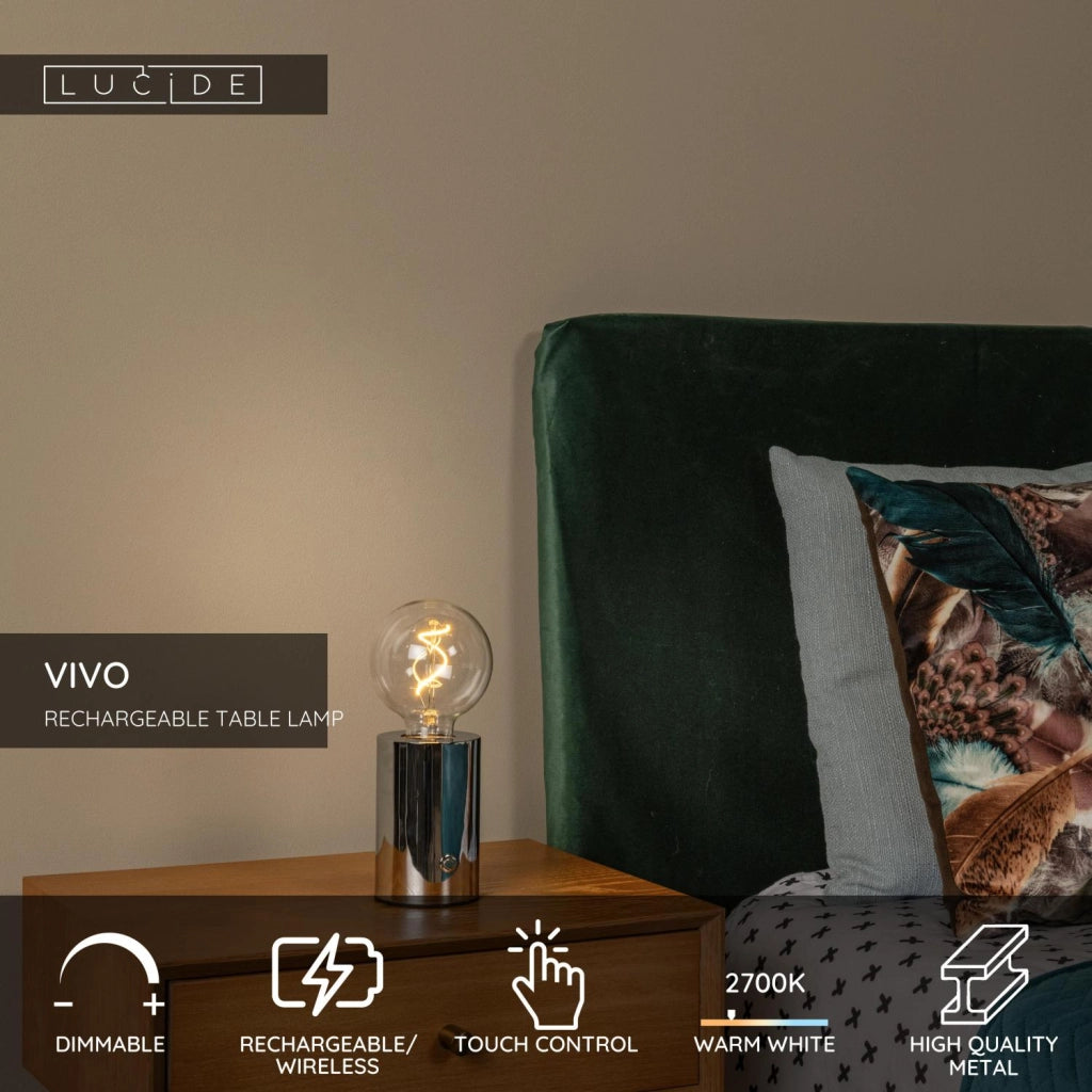 Lampada notturna LED touch VIVO argento Lucide