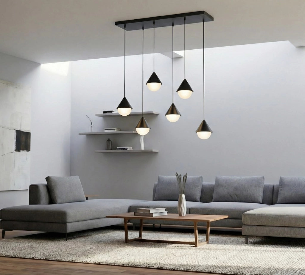 Lampada sospesa moderna GIRO 6xG9 nera bianca Emibig