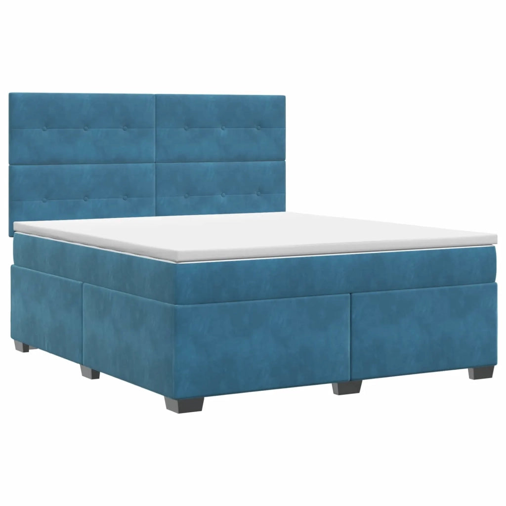 Letto box spring con materasso Blu 140 x 190 cm Velluto 3453642