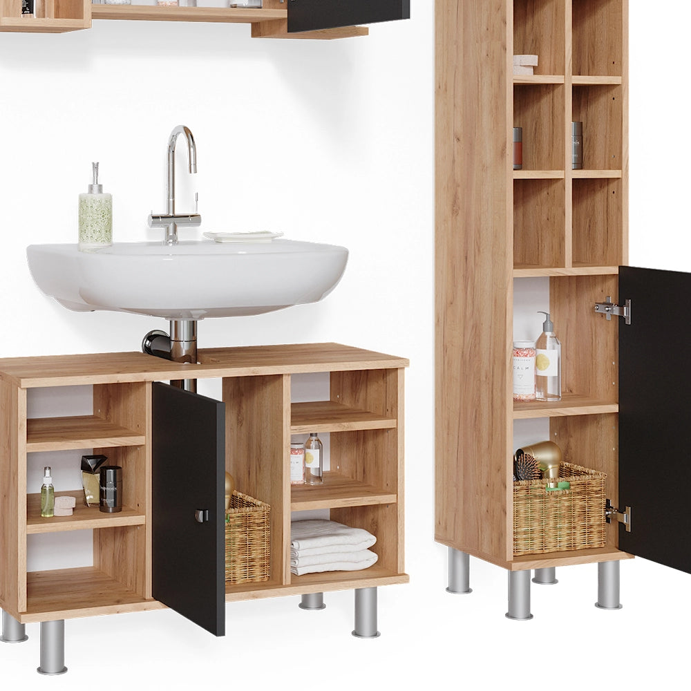 Vicco Set mobili bagno Quercia dorata 4 parti