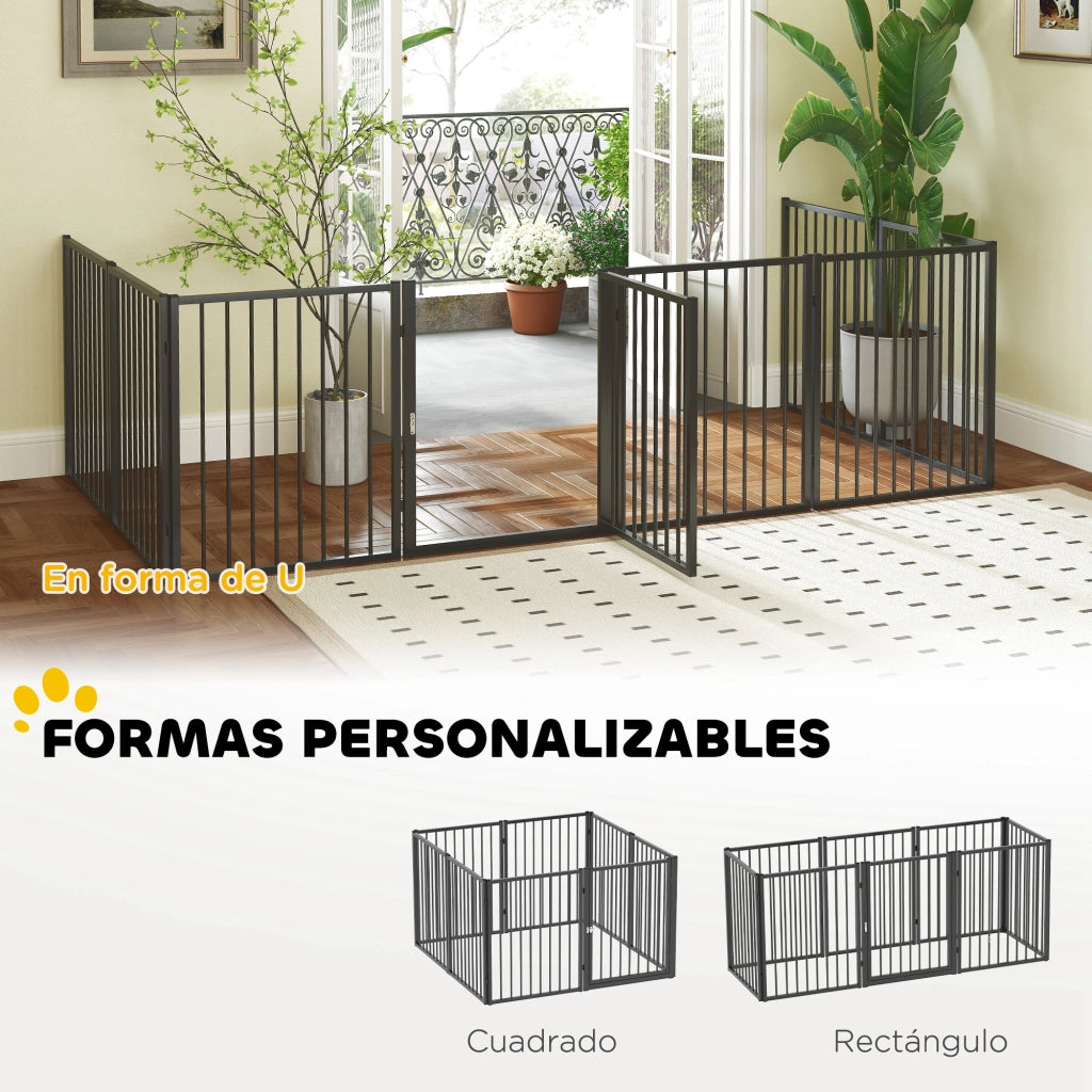 Recinto per Cani con 8 Pannelli ¨C Minimal ¨C Nero 60x76 cm