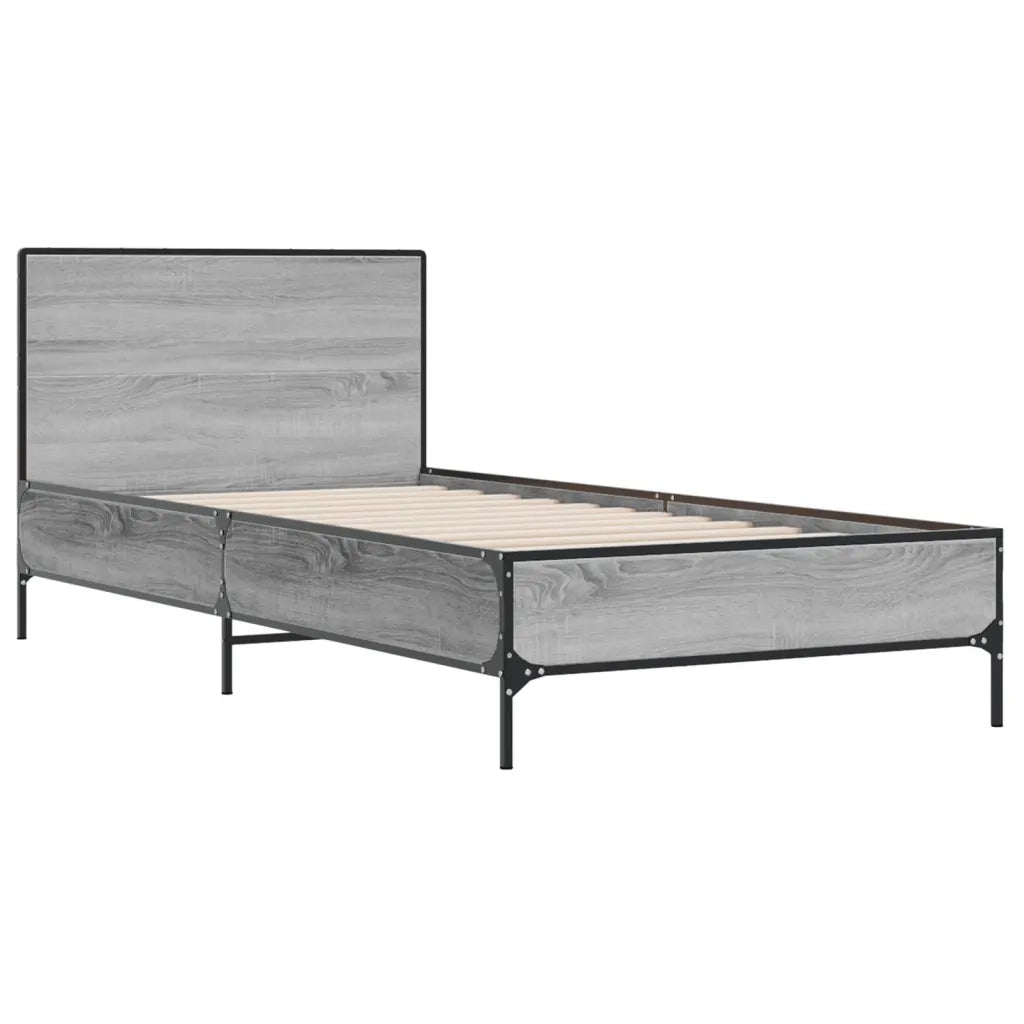 Giroletto-Struttura Letto Grigio Sonoma 100x200 cm Legno Multistrato e Metallo 580788