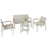 Set Salotto Giardino 4 Pezzi ¨C Xylo ¨C Divano 2 Posti, 2 Poltrone, Tavolino Vetro Verde