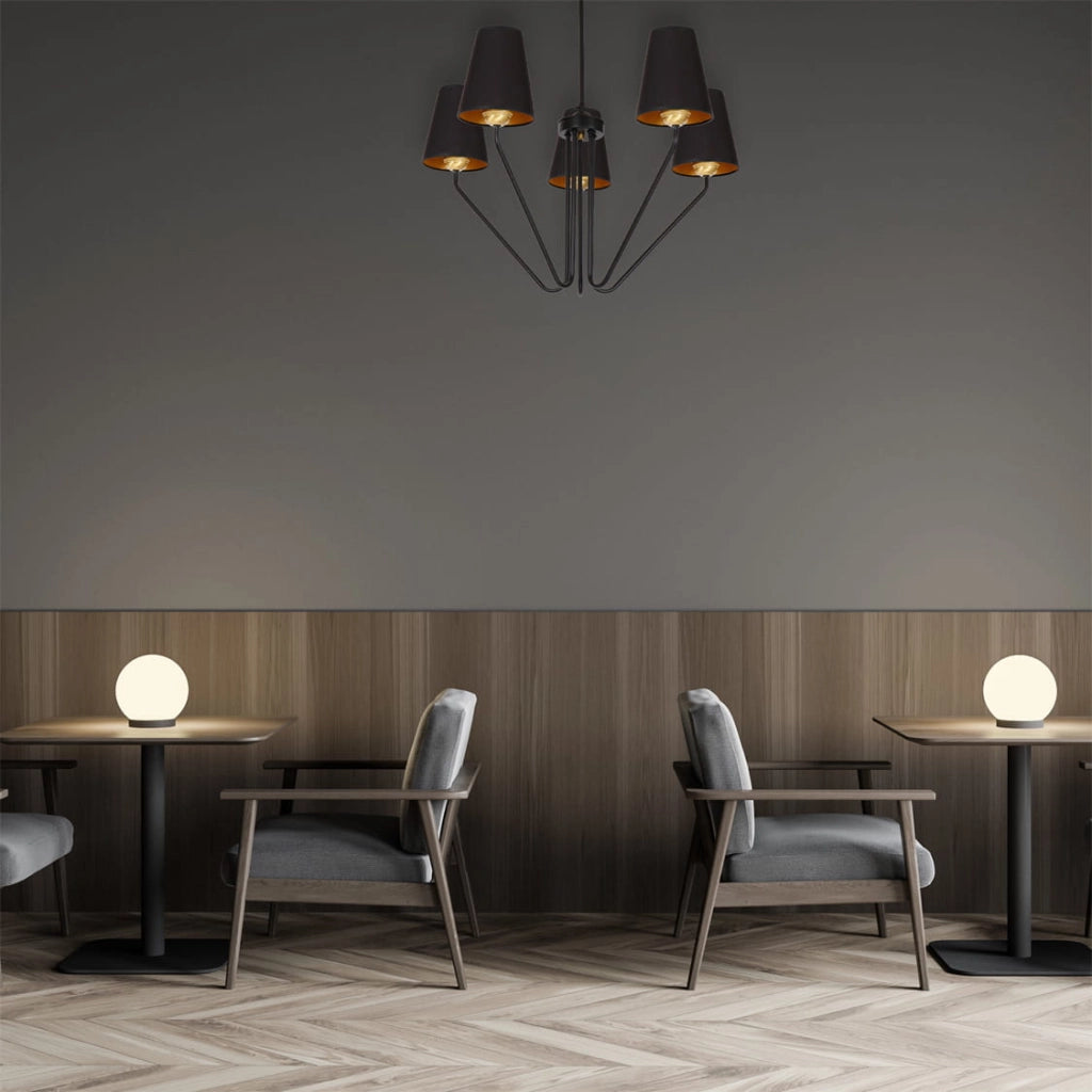 Lampadario 5 luci E27 Victoria nero/oro Milagro MLP4913