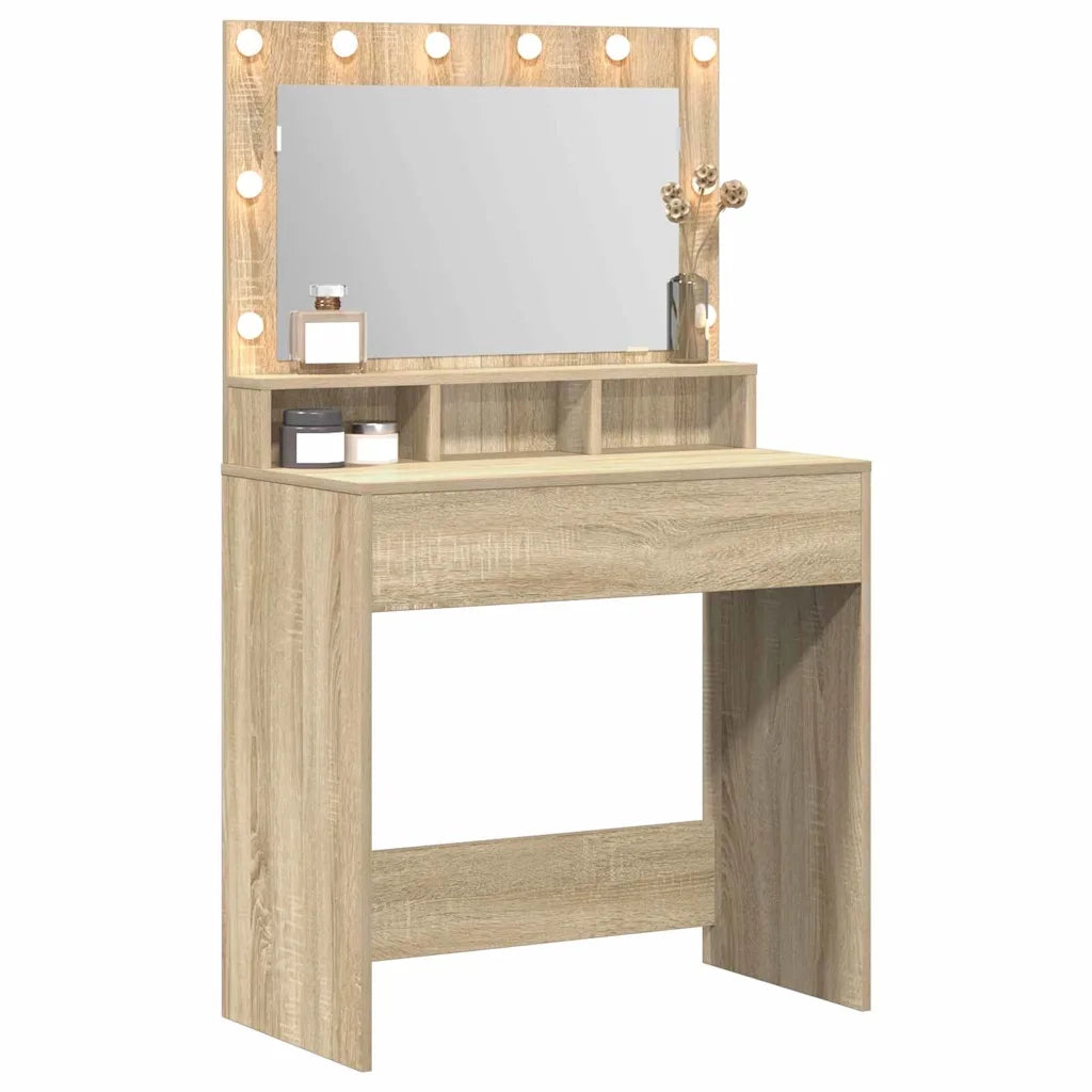 Toeletta | Tavolo da Trucco con specchio Rovere Sonoma 75,5 x 41 x 135 cm