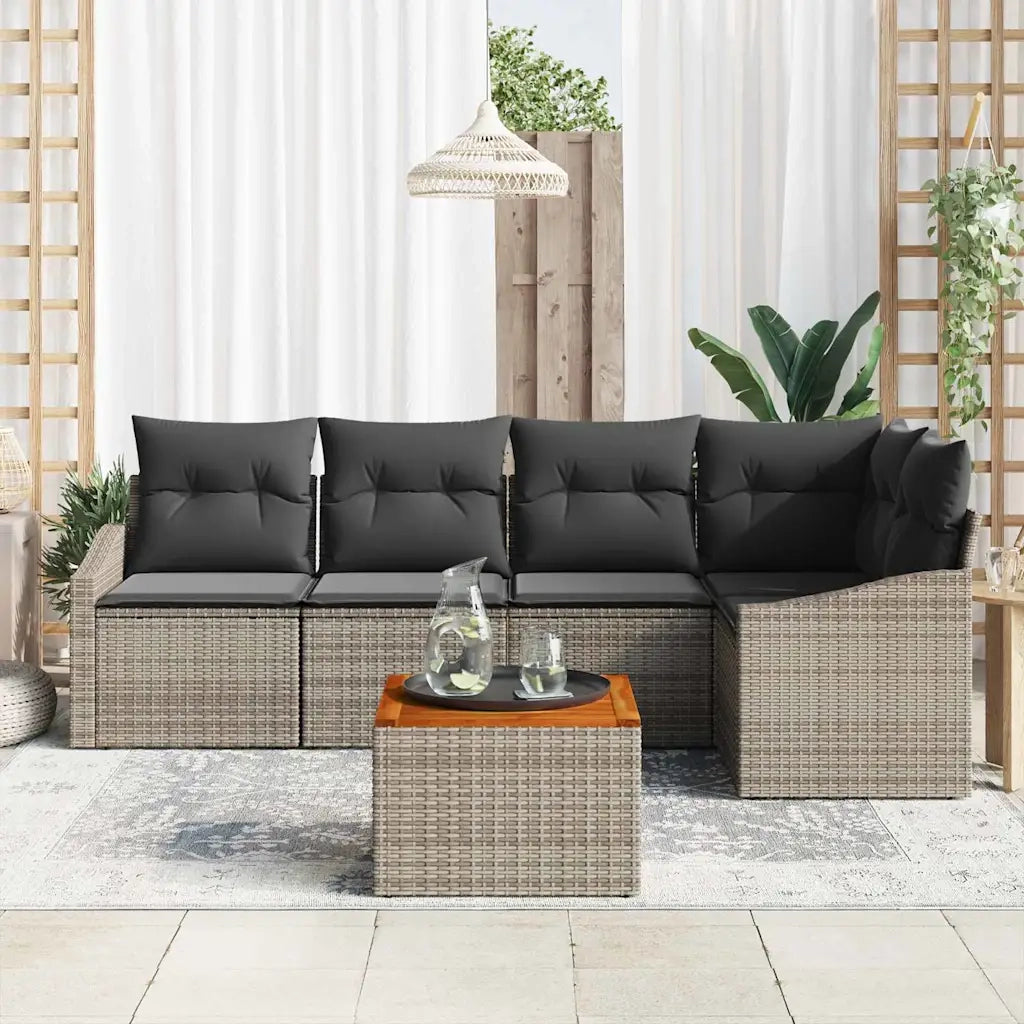Set Divano da Giardino 6 pcs Grigio polyrattan 3356501
