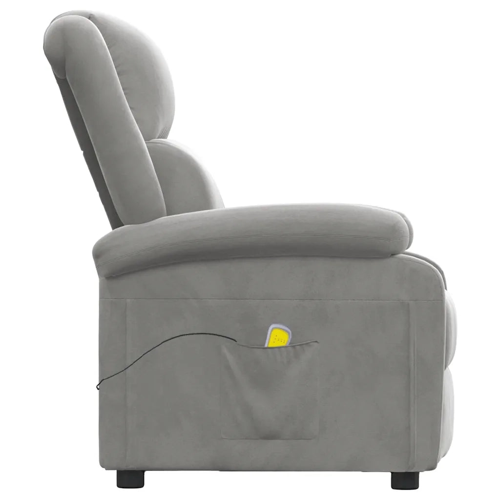 Poltrona Massaggiante Grigio Chiaro in Velluto 342410