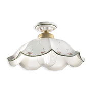 Plafoniera Classica Belluno Ceramica E Ottone Satinato Decorato 1 Luce E27