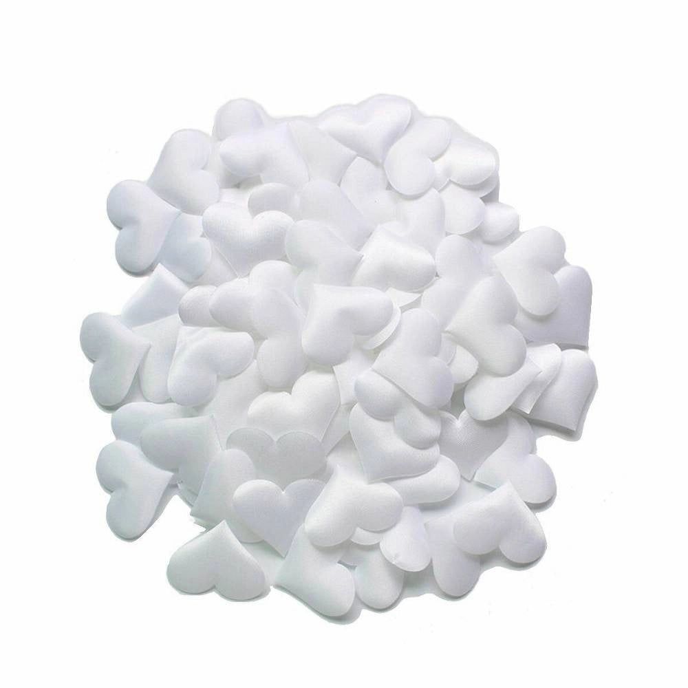 Trade Shop - Set 50 Pezzi Cuori Cuoricini In Stoffa Decorativi Decorazione Bianchi 2 Cm -