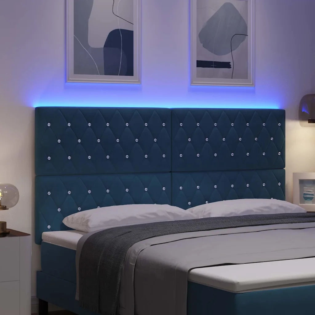 Testiera LED con strisce LED Blu Scuro 180 cm Velluto 3338376