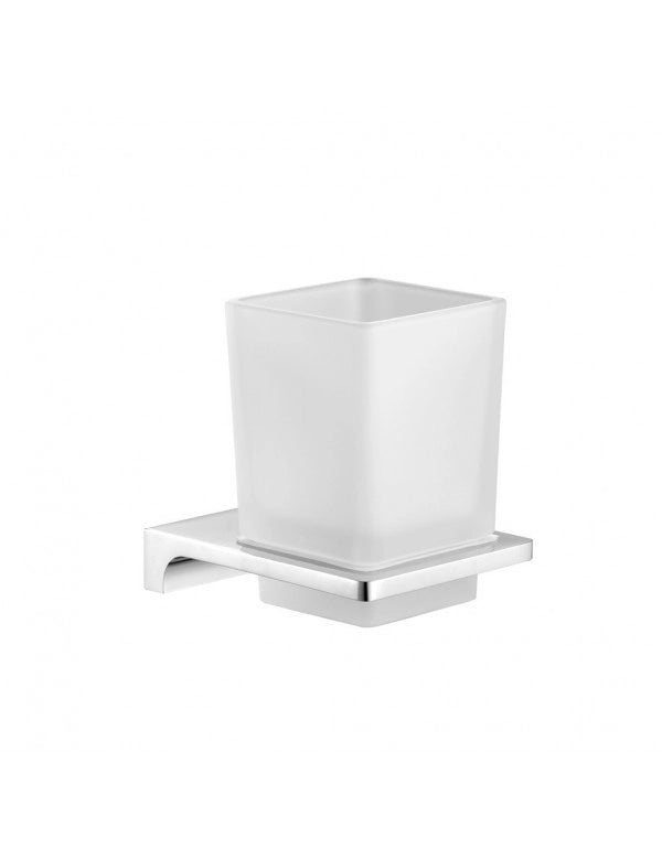 Portabicchieri in vetro NIL e ottone cromato 10x6,35x9,7cm