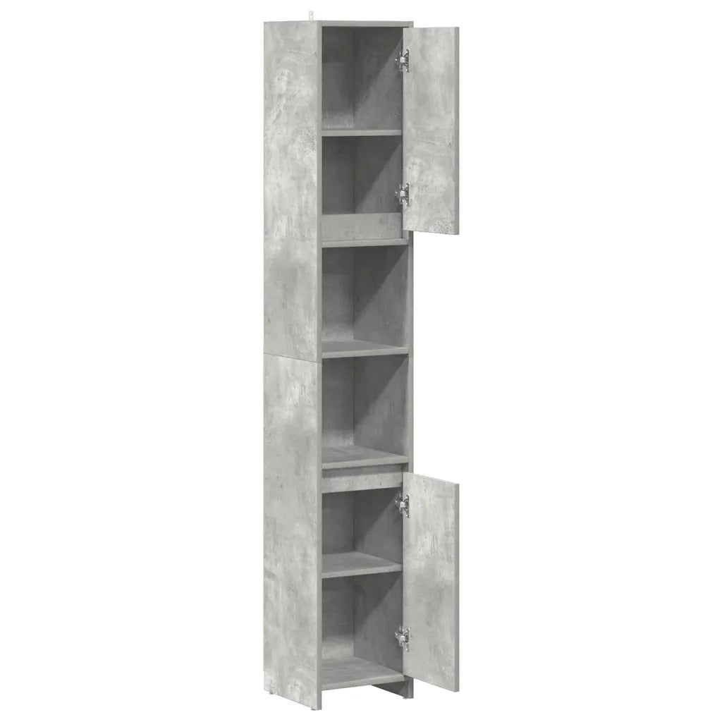 Mobiletto da bagno classico con contenitore 30 x 30 x 183 cm design pulito in legno composito grigio cemento 02_0050732