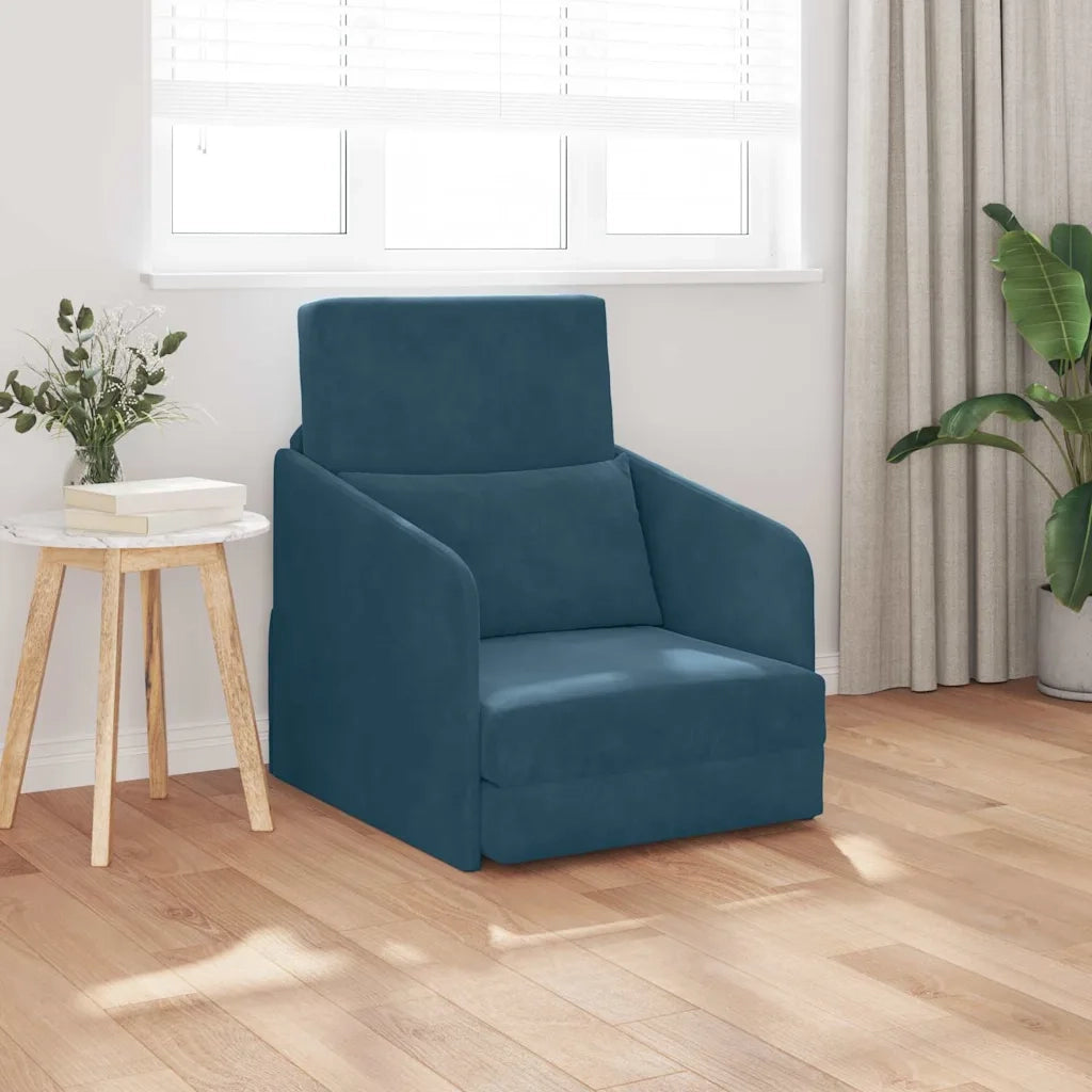 Divano Letto-Sofa Letto-Daybed Blu 65 x 80 x 83 cm Velluto