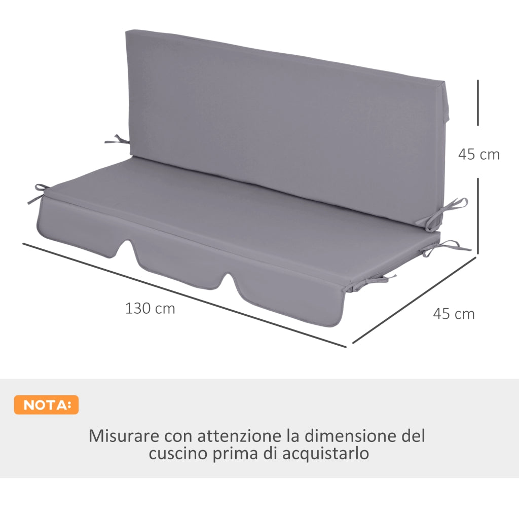 Cuscini da Esterno per Dondolo 3 Posti ¨C zephmum ¨C 2 Pezzi, Grigio, 130x45x5 cm