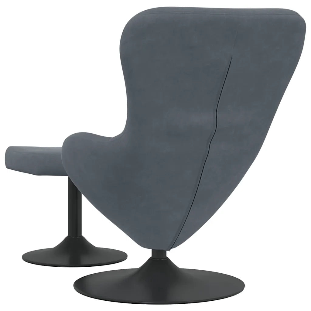 Poltrona | Sedia Egg con Pouf Grigio scuro Velluto
